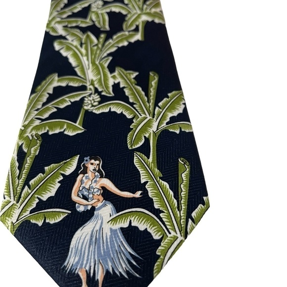 Island News Creation men’s neck tie with PalmLeaves and Hula Girl 100% Polyestet - Picture 1 of 5
